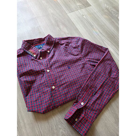 Ralph Lauren Red & Blue Plaid Long Sleeve Button-Down Shirt XL - Picture 4 of 8